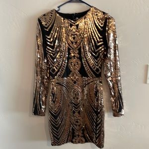 NWT Black and Gold Sequin dress